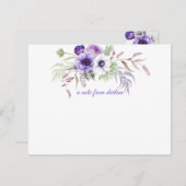 Carte De Correspondance Lavande violette Aquarelle blanche Fleurs verdure (Devant / Derrière)