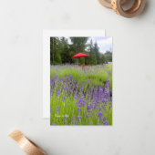 Carte De Correspondance Lavande violette, Parapluie rouge (Devant/Arrière en situation)