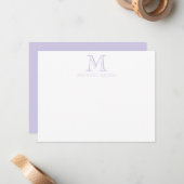 Carte De Correspondance Lavendar Initiales Nom Monogramme (Devant/Arrière en situation)