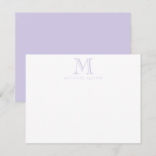 Carte De Correspondance Lavendar Initiales Nom Monogramme (Devant / Derrière)