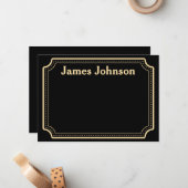 Carte De Correspondance Lavender Black Retro Bold Serif Desk Name Plate (Devant/Arrière en situation)