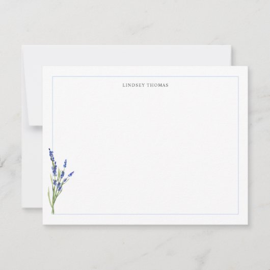 Carte De Correspondance Lavender Floral Border Personalized Stationery (Devant)