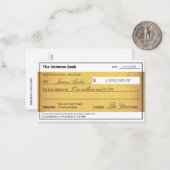 Carte De Correspondance Law of Attraction Gold Manifestation Blank Check  (Devant/Arrière en situation)