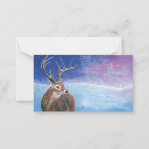 Carte De Correspondance Le cerf rouge Cervus elaphus dans un paysage hiver