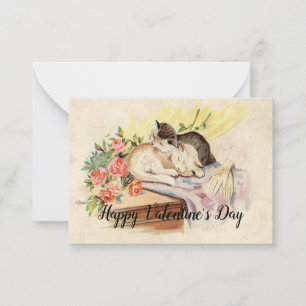 Carte De Correspondance Le couple de chats dort la Saint-Valentin