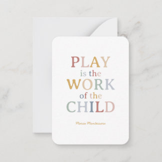 Carte De Correspondance Le jeu est l'oeuvre de l'enfant Maria Montessori