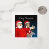 Carte De Correspondance Le Père Noël, Mme Claus et Rudolph le renne (Devant/Arrière en situation)