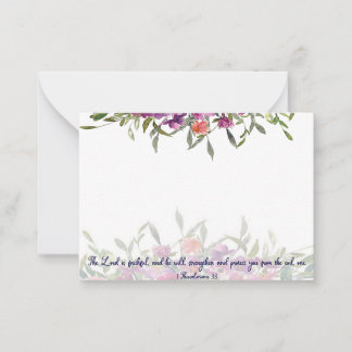 Carte De Correspondance Le Seigneur est fidèle aquarelle florale chrétienn