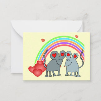 Carte De Correspondance Les souris dans l'amour Rainbow Valentines Mini Ca