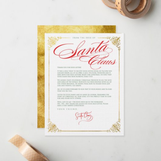 Carte De Correspondance Lettre Merci Du Père Noël (Devant/Arrière en situation)