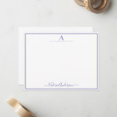 Carte De Correspondance Lettre monogramme minimale Bordure unique (Devant/Arrière en situation)