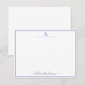 Carte De Correspondance Lettre monogramme minimale Bordure unique (Devant / Derrière)