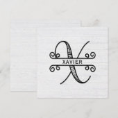 Carte De Correspondance Lettre monographie X avec nom de famille (Devant / Derrière)