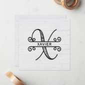 Carte De Correspondance Lettre monographie X avec nom de famille (Devant/Arrière en situation)