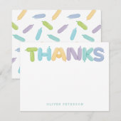 Carte De Correspondance Lettres Ballons Notes de Remerciement (Devant / Derrière)