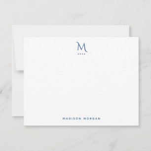 Carte De Correspondance Lettres initiales modernes presse légère bleu mari
