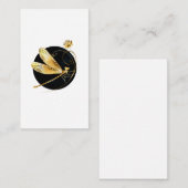 Carte De Correspondance libellule d'or en cercle noir (Devant / Derrière)