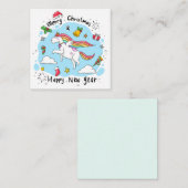 Carte De Correspondance Licorne Joyeux Noël/Bonne Année (Devant / Derrière)