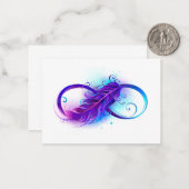 Carte De Correspondance L'infini avec plume violette (Devant/Arrière en situation)
