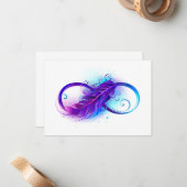Carte De Correspondance L'infini avec plume violette (Devant/Arrière en situation)