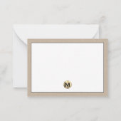 Carte De Correspondance Linge beige Or Monogramme initial (Dos)