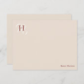 Carte De Correspondance Linge & Marsala Initiales empilées Élégant (Devant / Derrière)