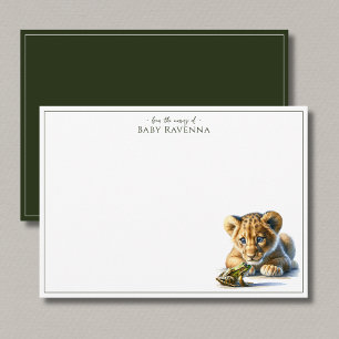Carte De Correspondance Lion et Grenouille Mignon Safari Nurserie Merci
