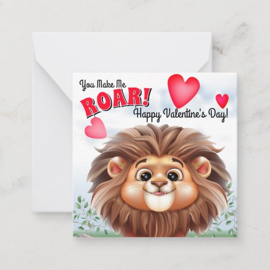 Carte De Correspondance Lion Pun Kids Classroom Valentine Card (Devant)