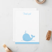 Carte De Correspondance Little Blue Whale Flat Merci note (Devant/Arrière en situation)