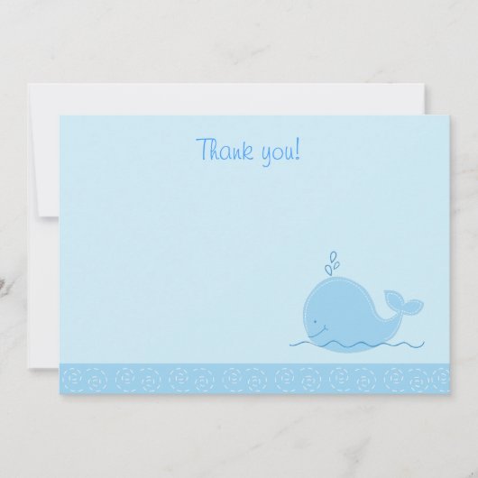 Carte De Correspondance Little Blue Whale Flat Merci notes (Devant)