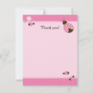 Carte De Correspondance Little Pink Ladybugs Flat Matte Merci note