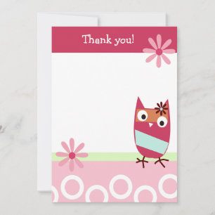 Carte De Correspondance Little Pink Zutano Owl Flat Merci note