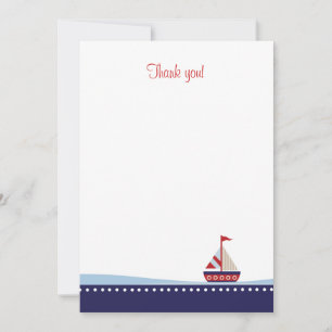 Carte De Correspondance Little Sailboat Flat Remerciements