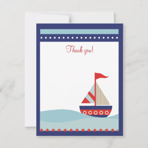 Carte De Correspondance Little Sailboat Navy Naut 4x5 Flat Merci note