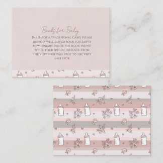 Carte De Correspondance Livres à rayures rose poussiéreux pour Baby Shower