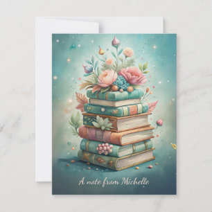 Carte De Correspondance Livres Cottage Floral Core Bleu Canard Rose