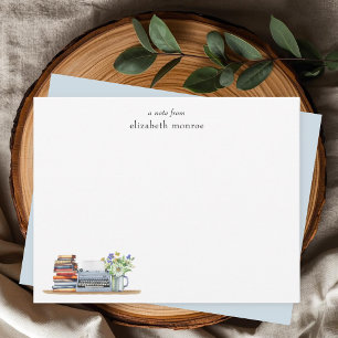 Carte De Correspondance Livres floraux vintage et machine à écrire personn