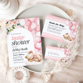 Carte De Correspondance Livres pour Baby Pink Baby shower Card