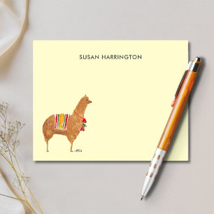 Carte De Correspondance Llama Alapaca Personnalisé Illustré à la Main Mign
