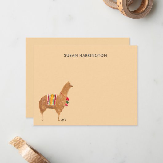 Carte De Correspondance Llama Alpaca personnalisées à la main (Devant/Arrière en situation)