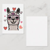 Carte De Correspondance Llama cool avec lunettes de coeur (Devant / Derrière)