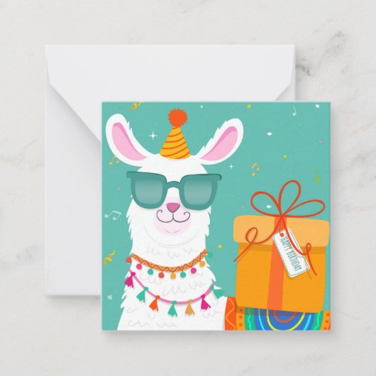 Carte De Correspondance Llama d'anniversaire (Devant)