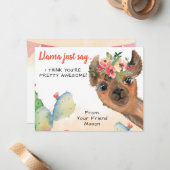 Carte De Correspondance Llama dit juste les enfants classe Saint Valentin (Devant/Arrière en situation)