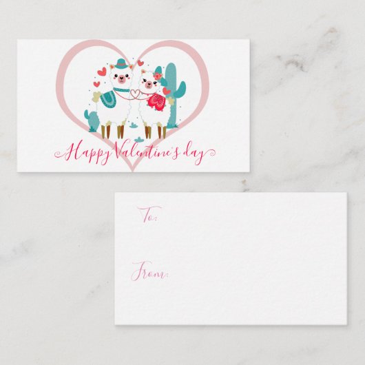 Carte De Correspondance Llama Llove Enfants Valentine (Devant / Derrière)