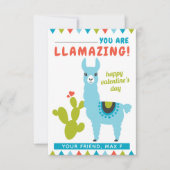 Carte De Correspondance Llamazing Blue Llama Boys Classroom Valentine (Devant)