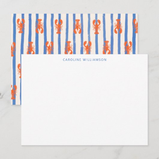 Carte De Correspondance Lobster Stripe Pattern Personalized Stationery (Devant / Derrière)