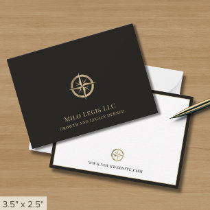 Carte De Correspondance Logo Black Gold Compass