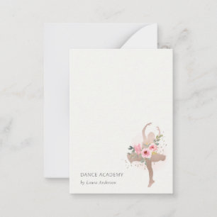 Carte De Correspondance Logo de l'Académie de Danse Blush Rose Gold Floral