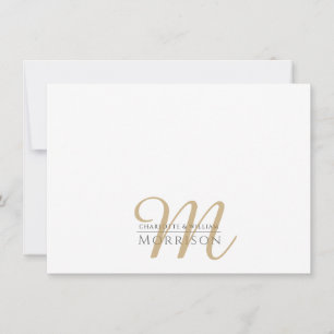 Carte De Correspondance Logo de Monogramme noir or Elegant Couple