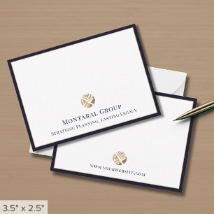 Carte De Correspondance Logo d'entreprise Bordure bleue marine